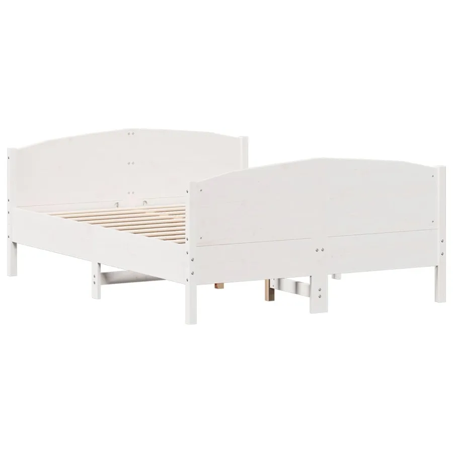 Cadre de lit sans matelas blanc 140x190 cm bois de pin massif - 6