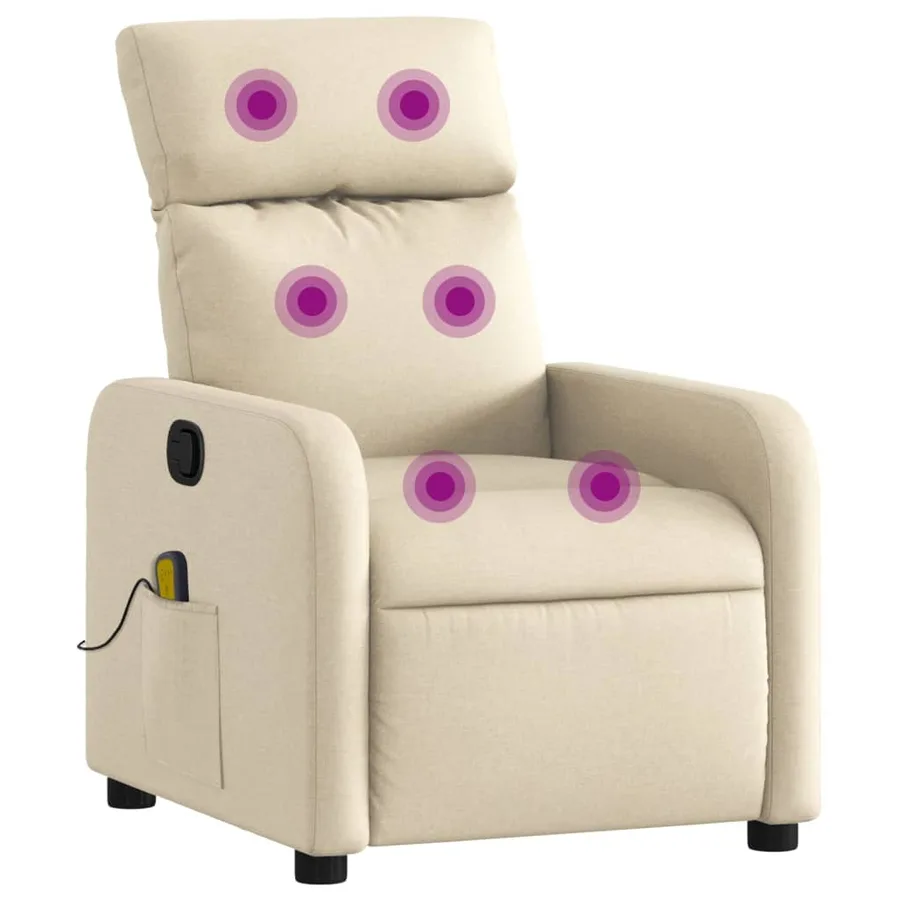 Fauteuil de massage inclinable Crème Tissu - 2