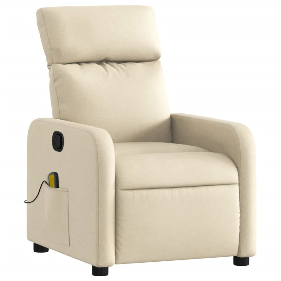 Fauteuil de massage inclinable Crème Tissu - 3