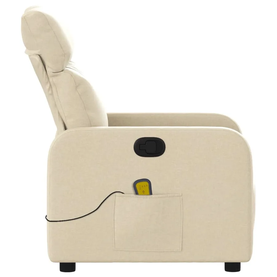 Fauteuil de massage inclinable Crème Tissu - 8