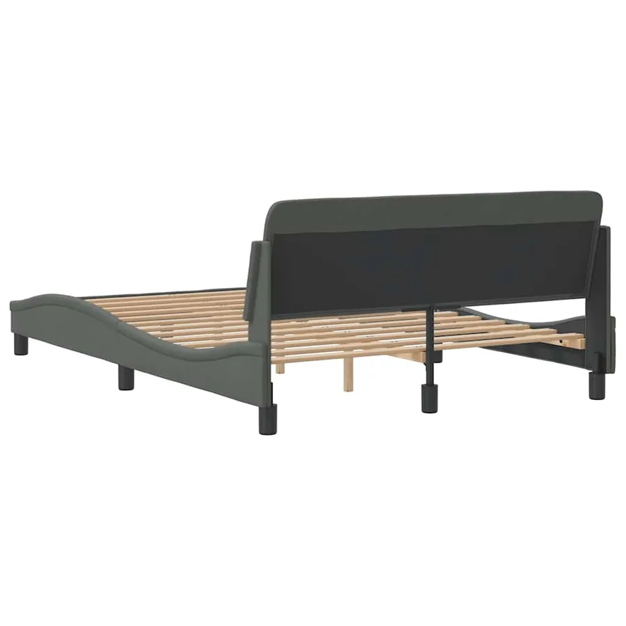 Cadre de lit Dover gris foncé 120x200 cm tissu - 6