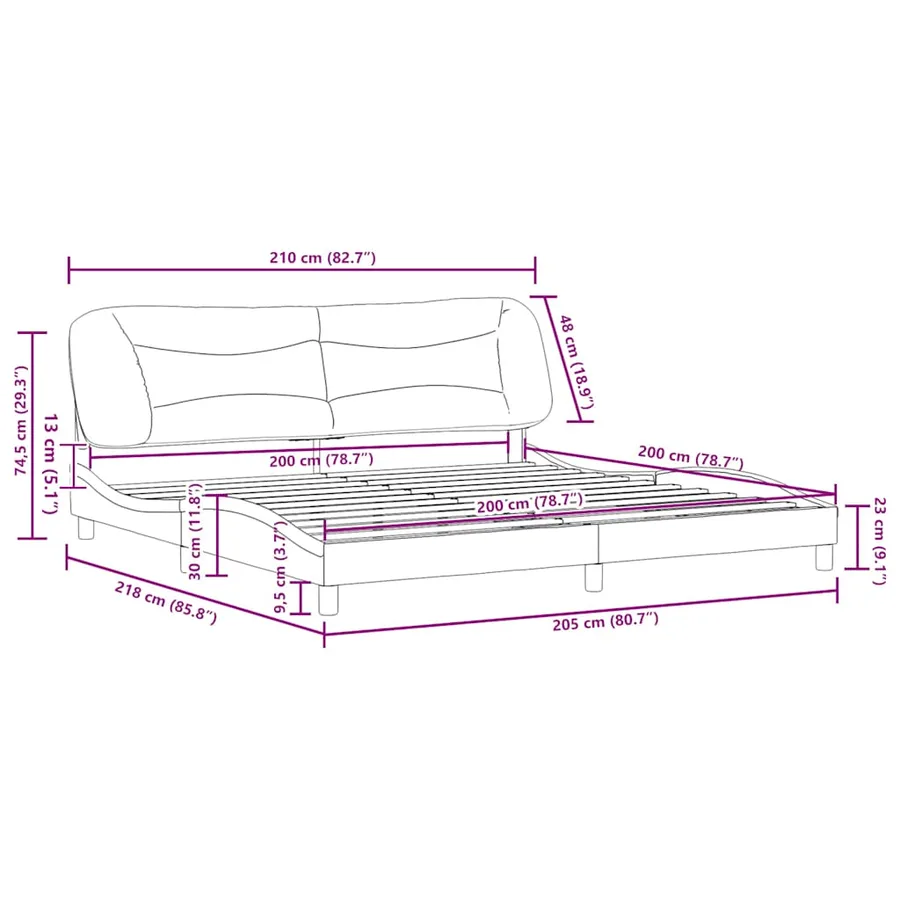 Cadre de lit sans matelas Hvar gris clair 200x200 cm tissu - 12