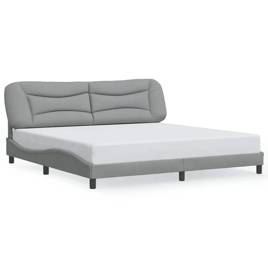 Cadre de lit sans matelas Hvar gris clair 200x200 cm tissu - 2
