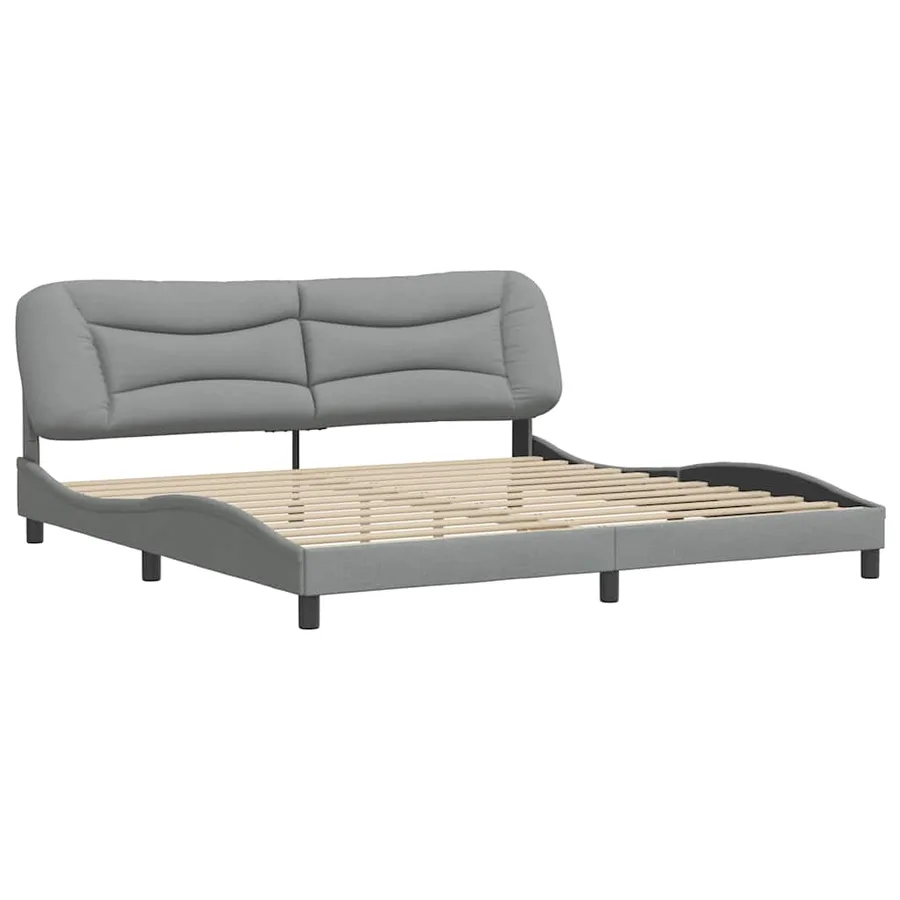 Cadre de lit sans matelas Hvar gris clair 200x200 cm tissu - 3