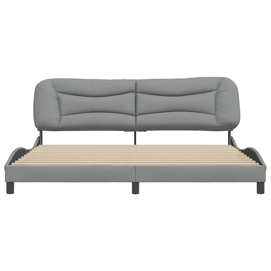 Cadre de lit sans matelas Hvar gris clair 200x200 cm tissu - 4