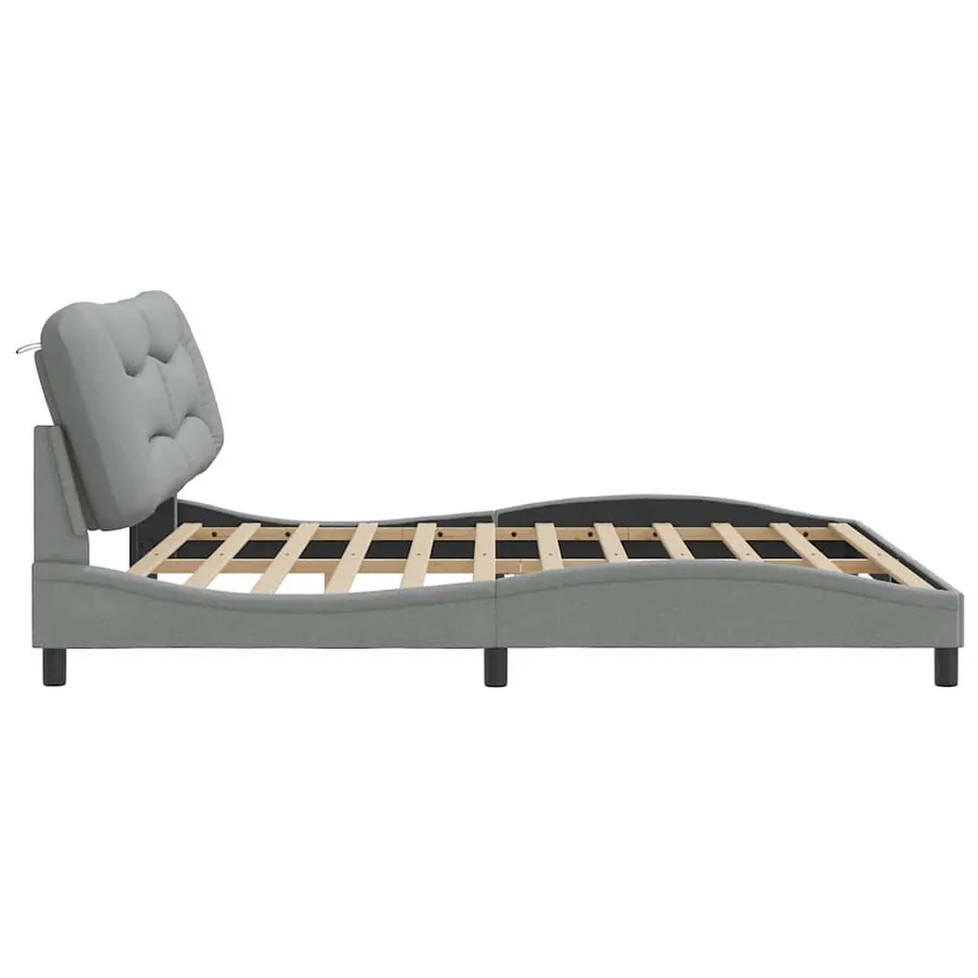 Cadre de lit sans matelas Hvar gris clair 200x200 cm tissu - 5