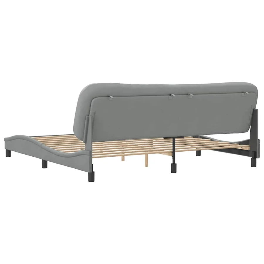 Cadre de lit sans matelas Hvar gris clair 200x200 cm tissu - 6