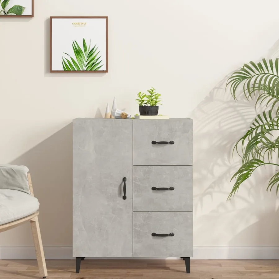 Buffet gris béton 69,5x34x90 cm bois d'ingénierie