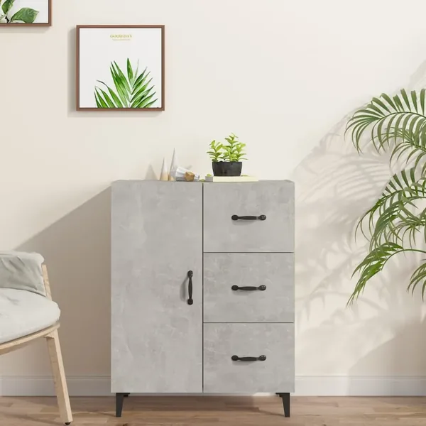Buffet gris béton 69,5x34x90 cm bois d'ingénierie