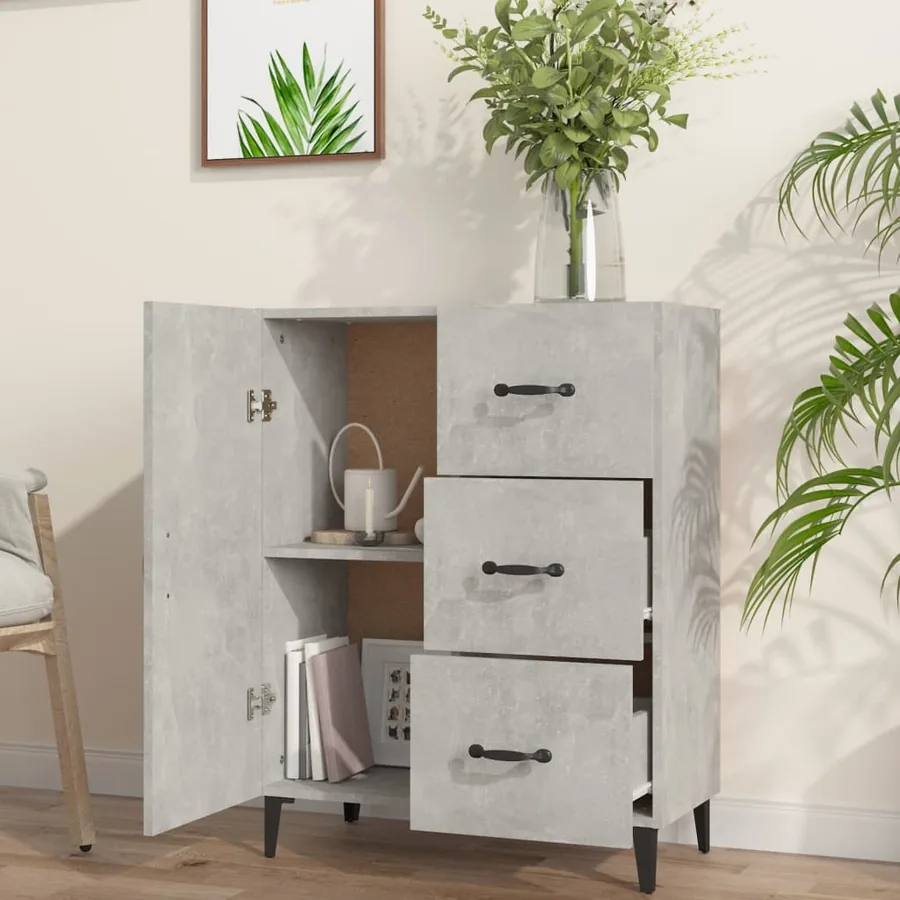 Buffet gris béton 69,5x34x90 cm bois d'ingénierie - 3