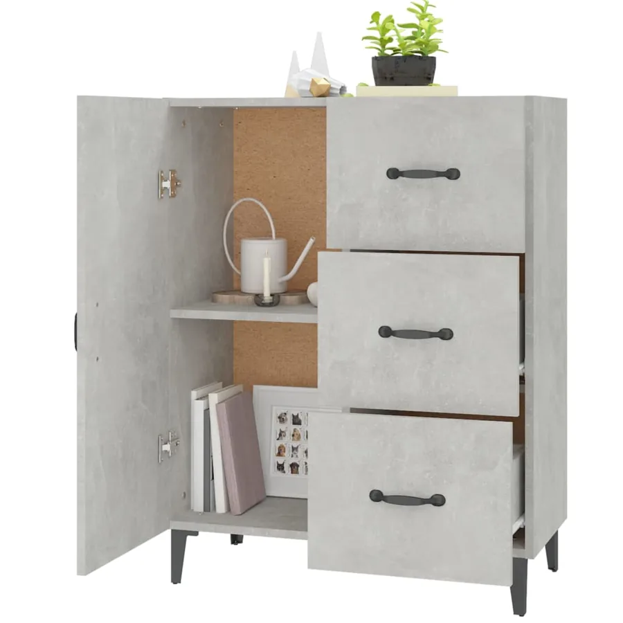 Buffet gris béton 69,5x34x90 cm bois d'ingénierie - 4