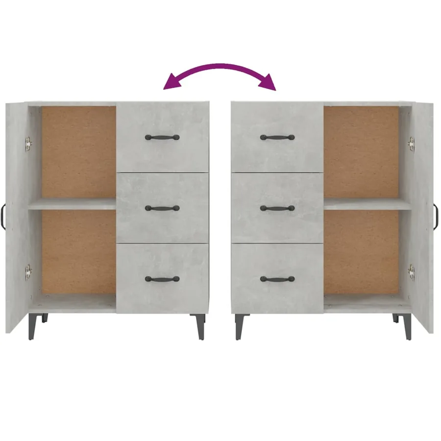 Buffet gris béton 69,5x34x90 cm bois d'ingénierie - 8