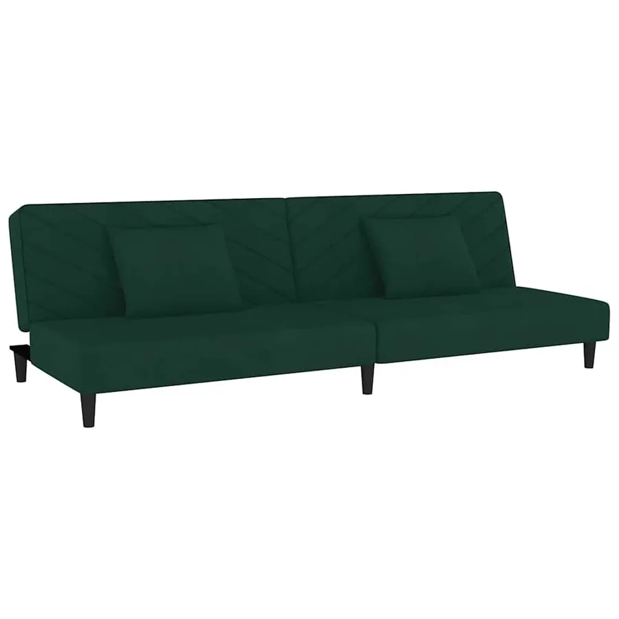 Canapé-lit à 2 places avec deux oreillers Vert foncé Velours - 2