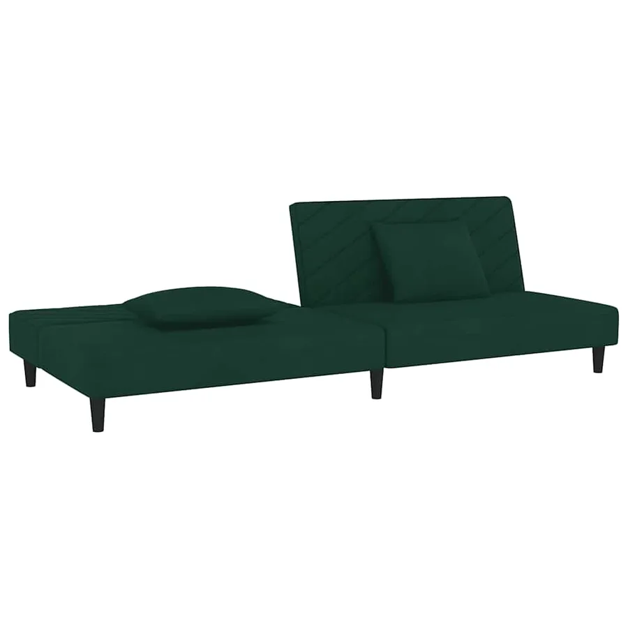Canapé-lit à 2 places avec deux oreillers Vert foncé Velours - 4