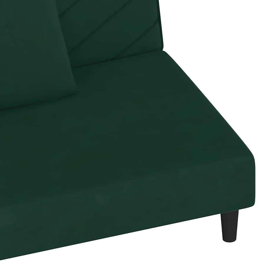 Canapé-lit à 2 places avec deux oreillers Vert foncé Velours - 9