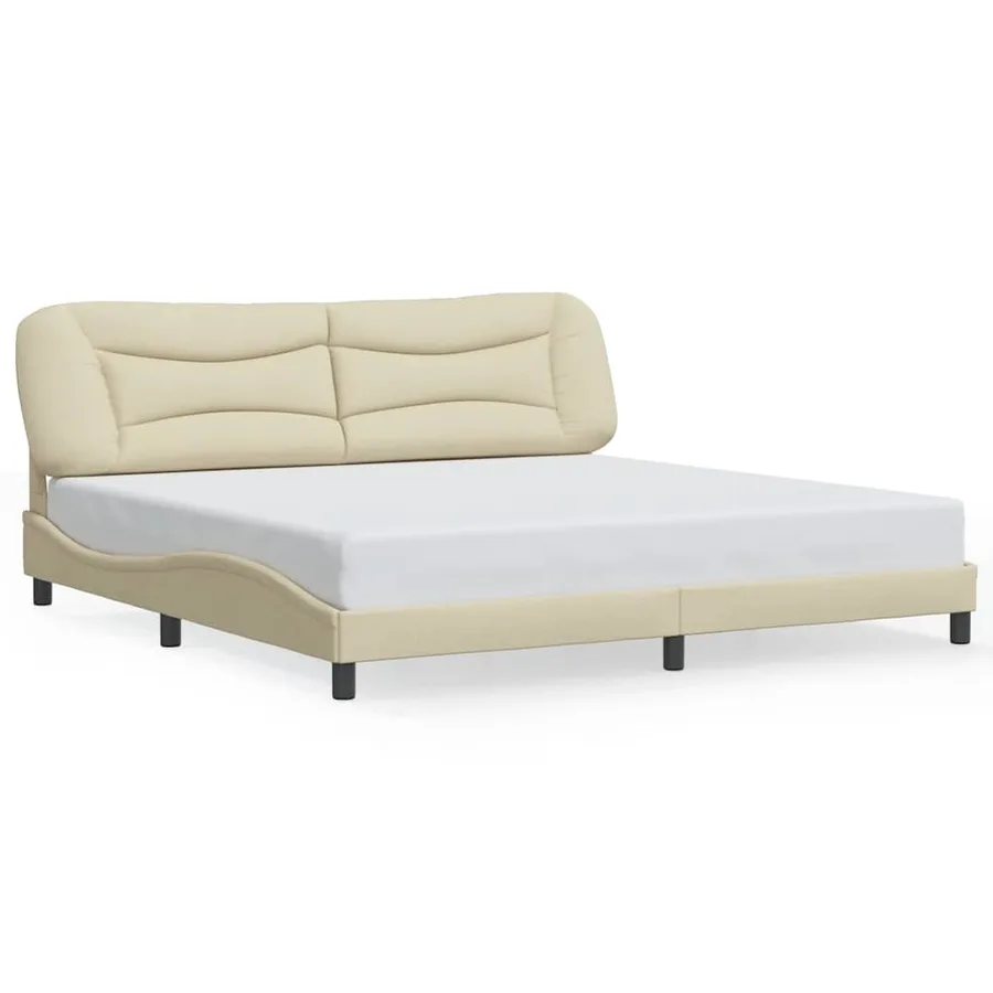Cadre de lit sans matelas Hvar crème 200x200 cm tissu - 2