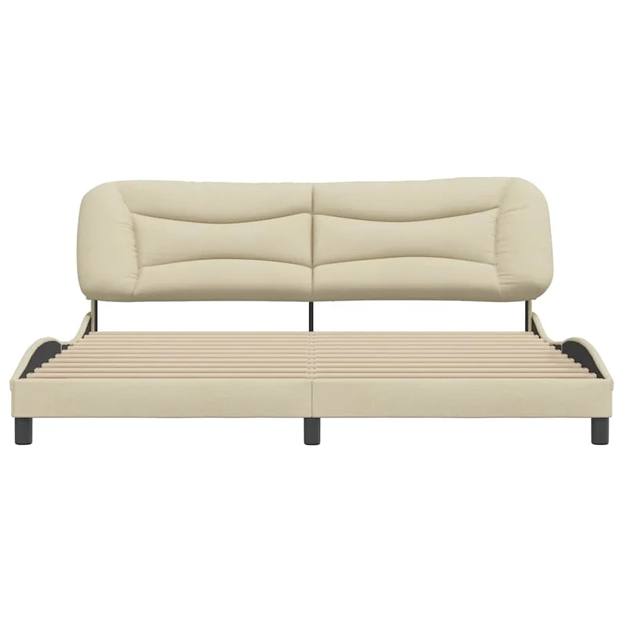 Cadre de lit sans matelas Hvar crème 200x200 cm tissu - 4