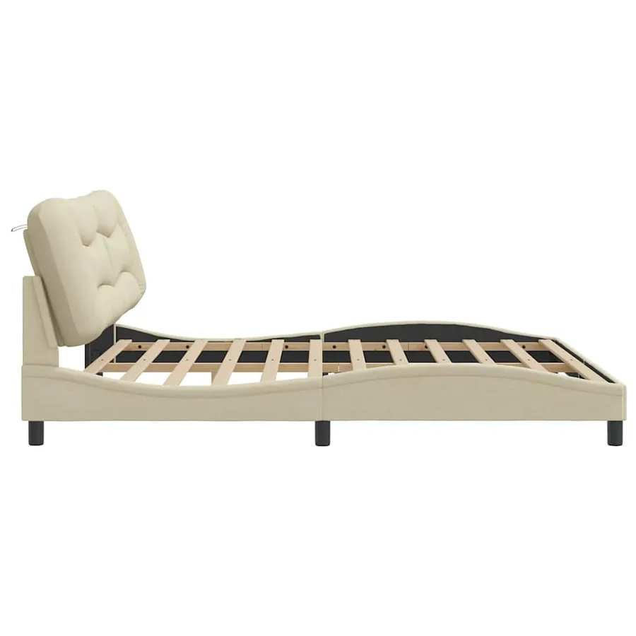Cadre de lit sans matelas Hvar crème 200x200 cm tissu - 5