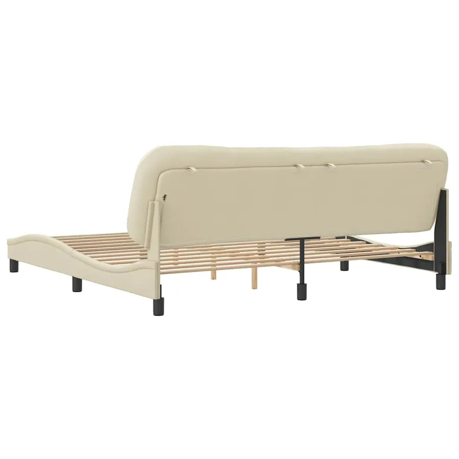 Cadre de lit sans matelas Hvar crème 200x200 cm tissu - 6