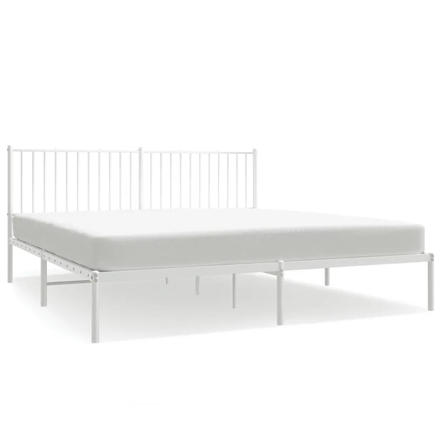 Cadre de lit métal sans matelas et tête de lit blanc 183x213 cm - 2