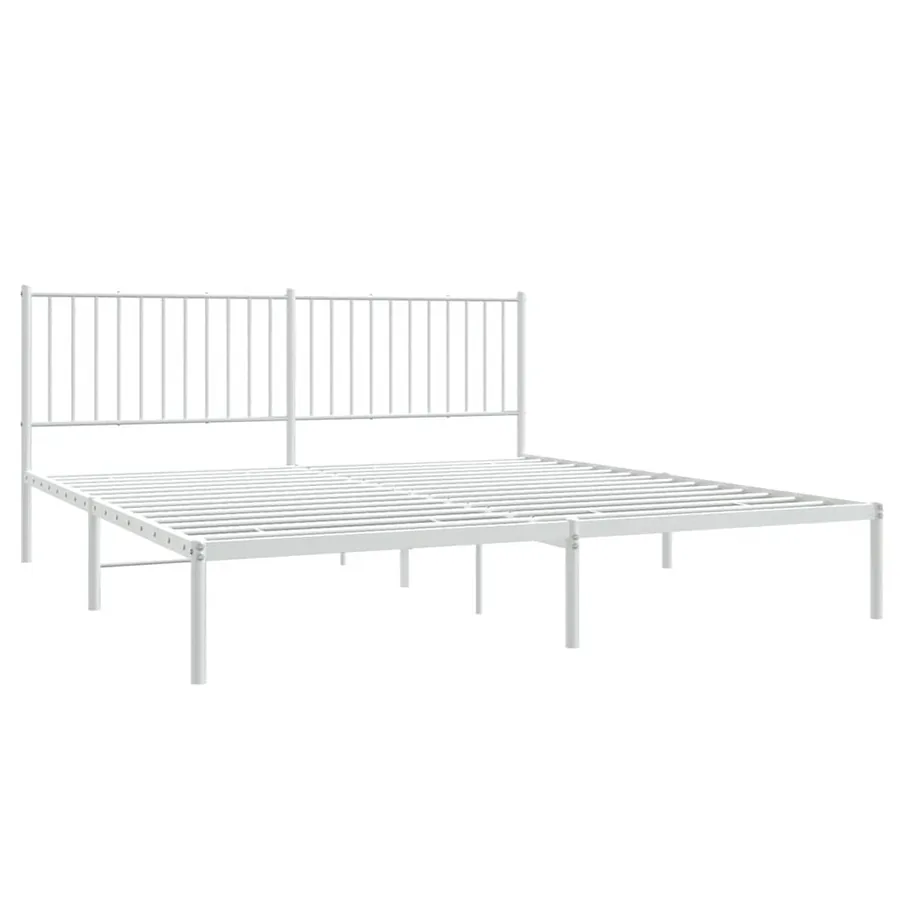 Cadre de lit métal sans matelas et tête de lit blanc 183x213 cm - 4