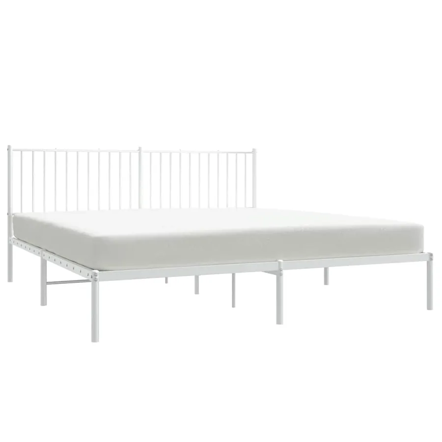 Cadre de lit métal sans matelas et tête de lit blanc 183x213 cm - 6