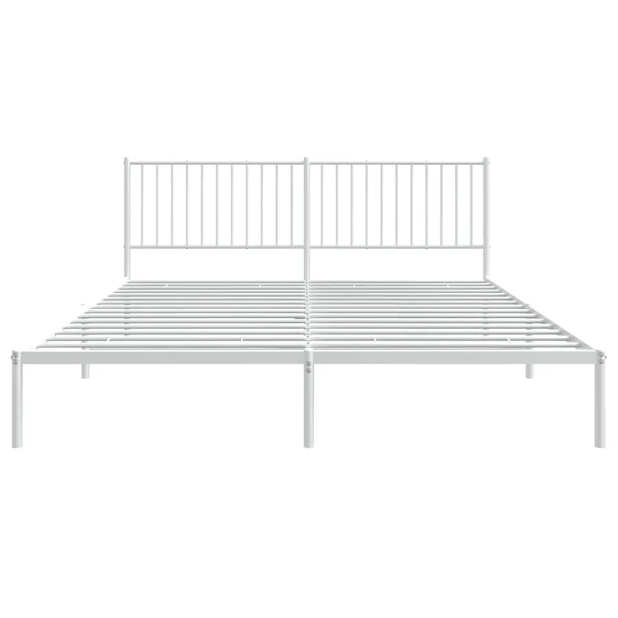 Cadre de lit métal sans matelas et tête de lit blanc 183x213 cm - 7