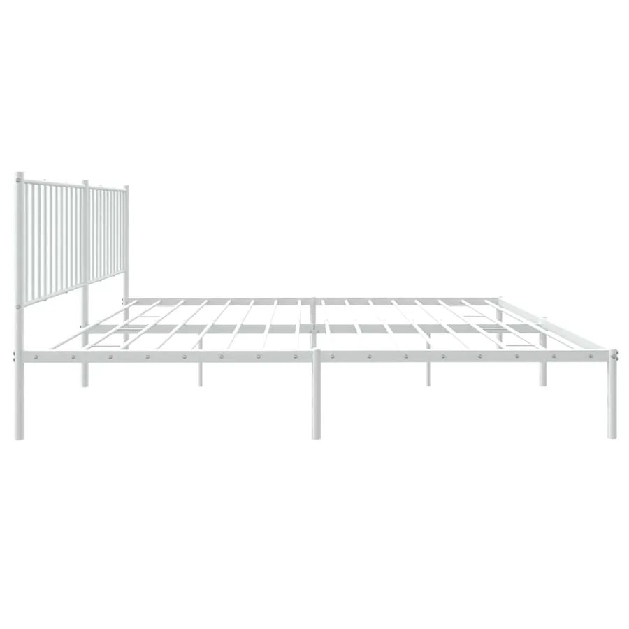 Cadre de lit métal sans matelas et tête de lit blanc 183x213 cm - 8