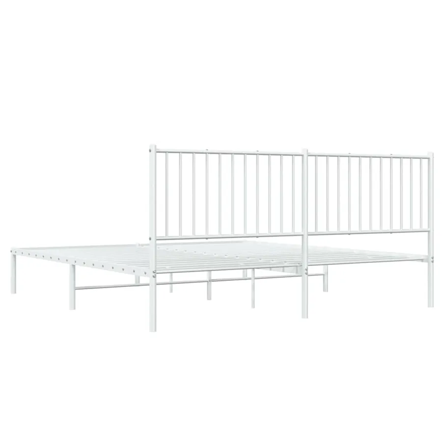 Cadre de lit métal sans matelas et tête de lit blanc 183x213 cm - 9