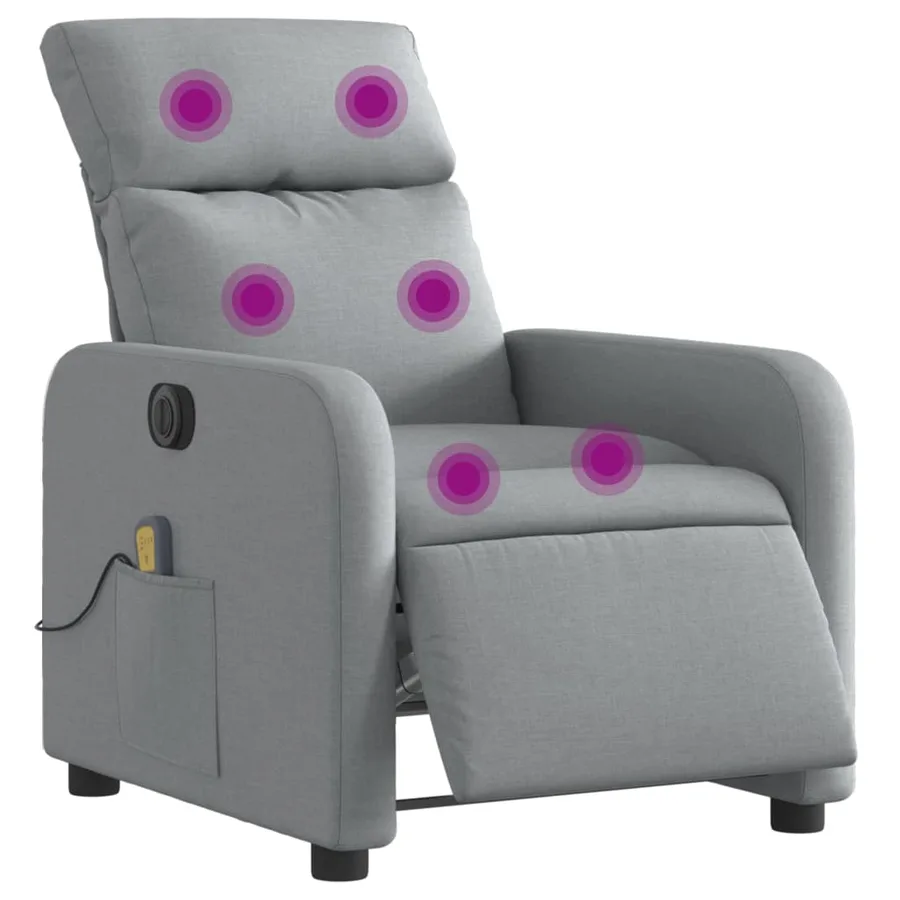 Fauteuil de massage inclinable électrique gris clair tissu - 3