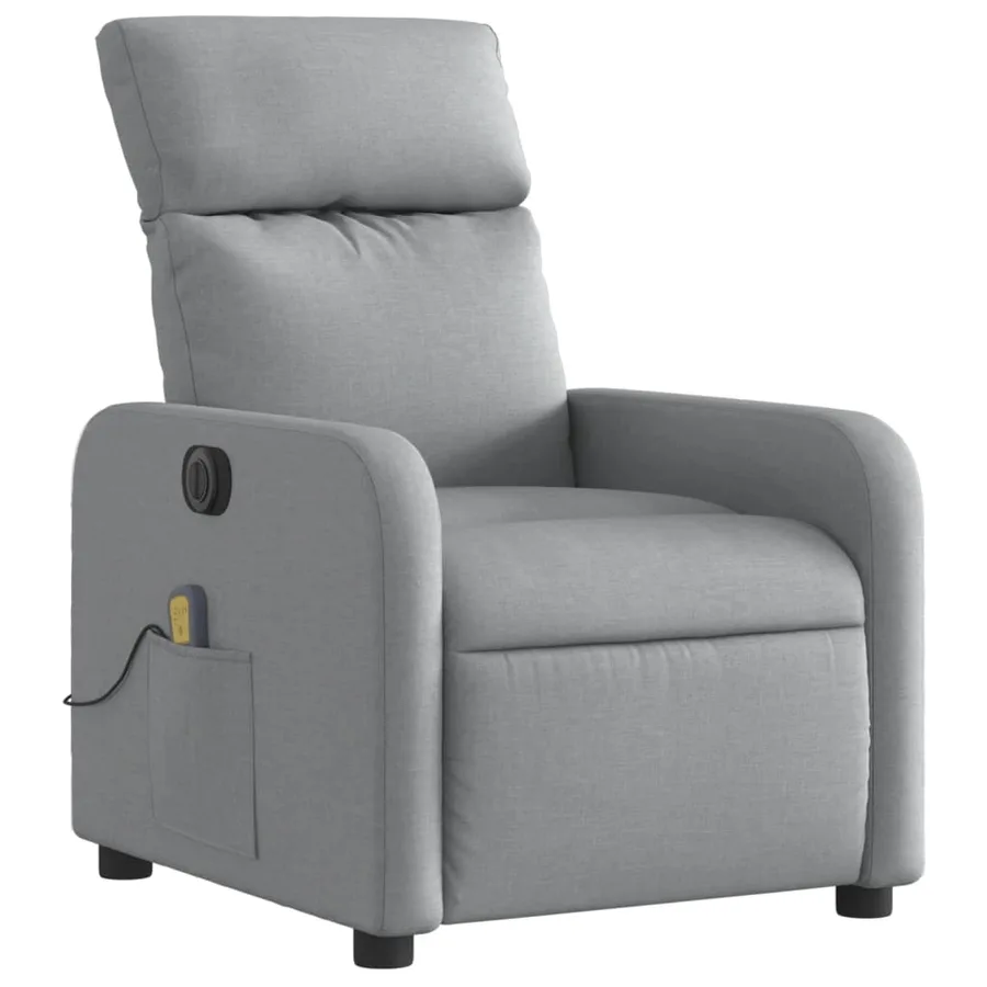 Fauteuil de massage inclinable électrique gris clair tissu - 4