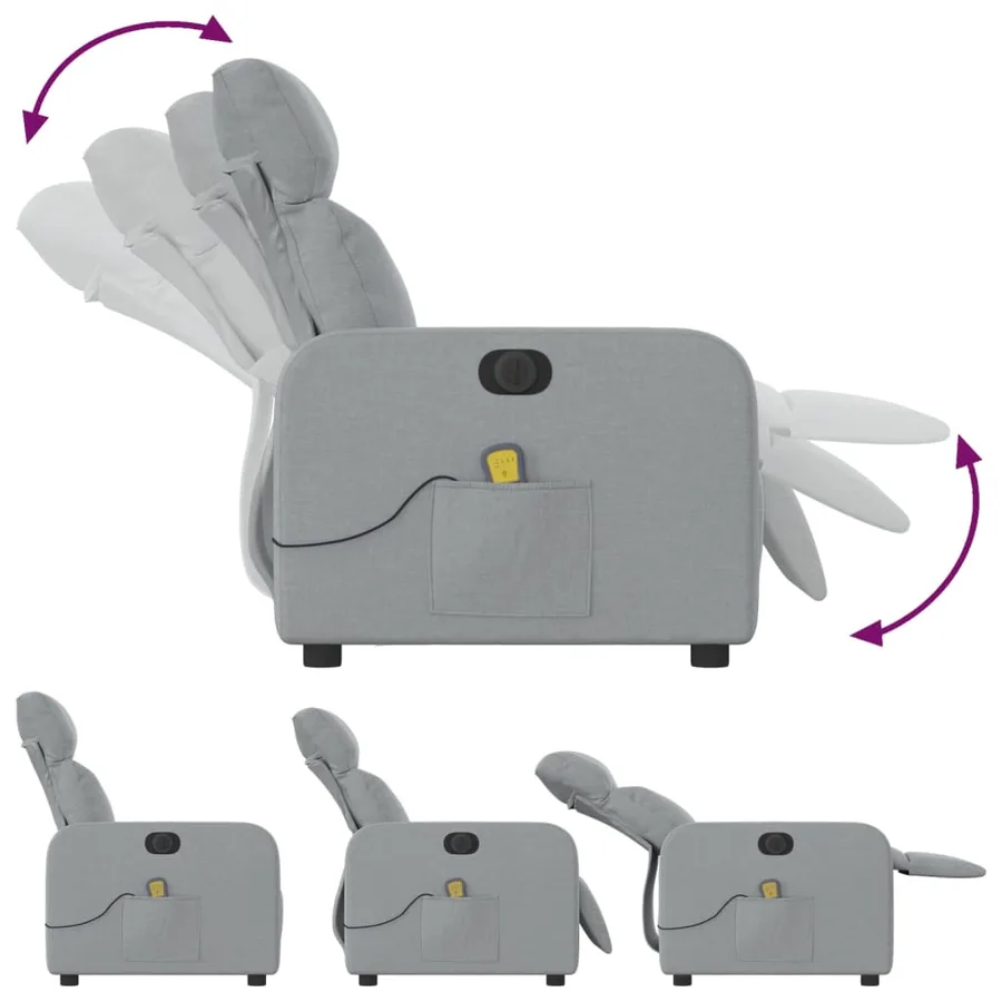 Fauteuil de massage inclinable électrique gris clair tissu - 7