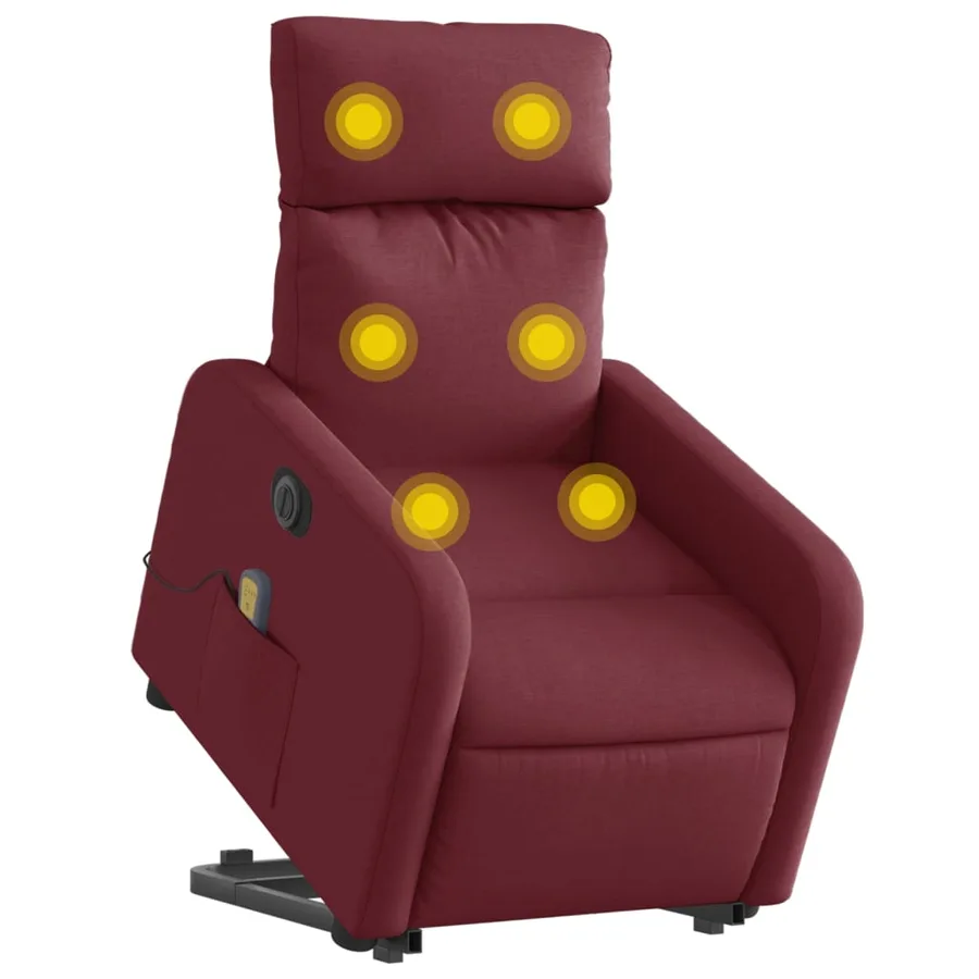 Fauteuil inclinable de massage électrique Rouge bordeaux Tissu - 3