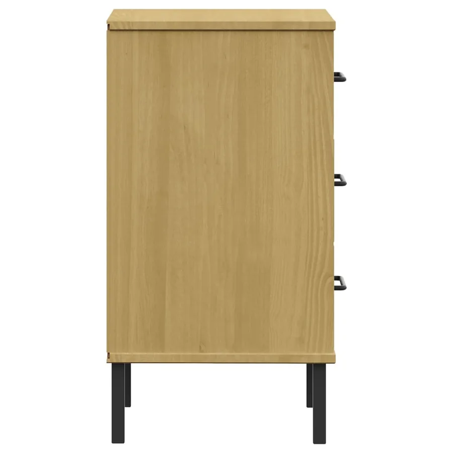 Table de chevet avec pieds en métal Marron Bois pin massif OSLO - 6