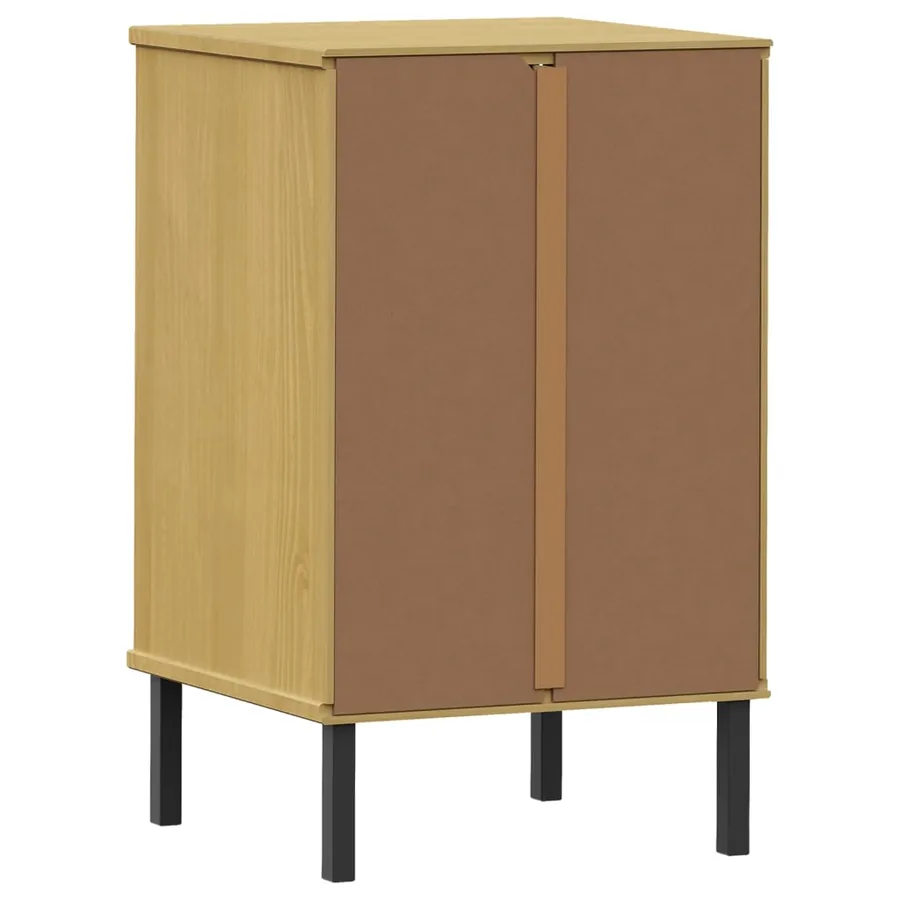 Table de chevet avec pieds en métal Marron Bois pin massif OSLO - 7