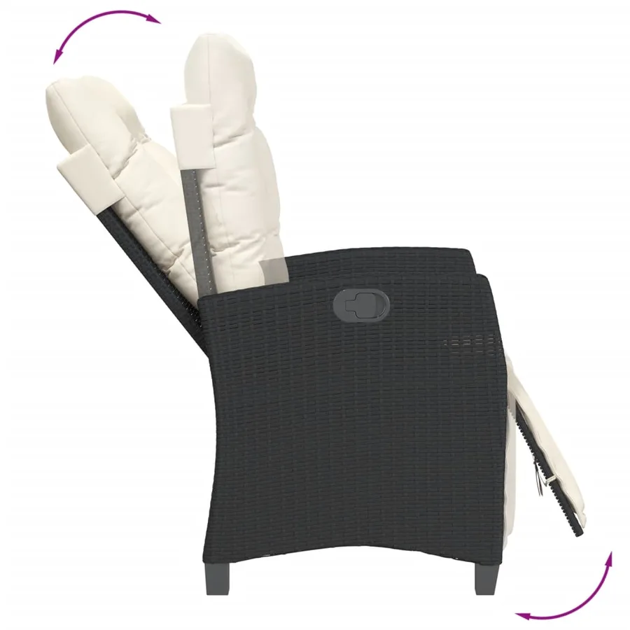 Ensemble à manger de jardin avec coussins 3 pcs Noir - 4