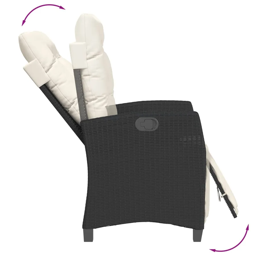 Ensemble à manger de jardin avec coussins 3 pcs Noir - 4