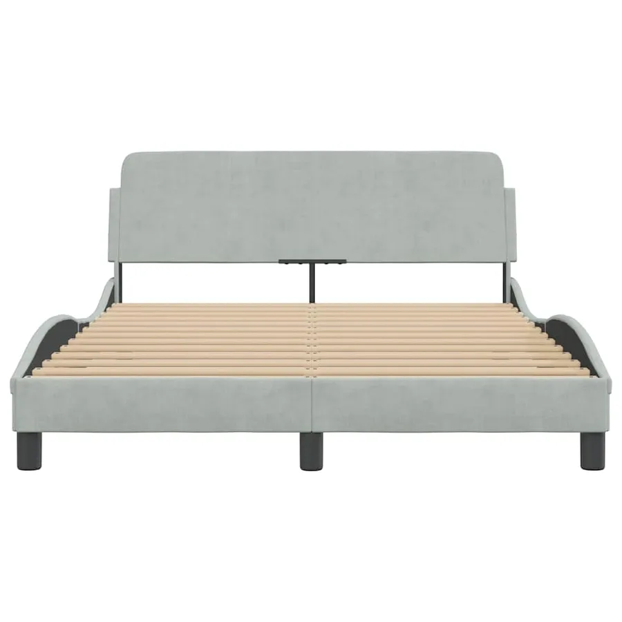 Cadre de lit Dover gris clair 120x200 cm velours - 4