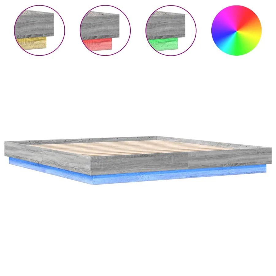 Cadre de lit avec LED sans matelas sonoma gris 180x200 cm - 2