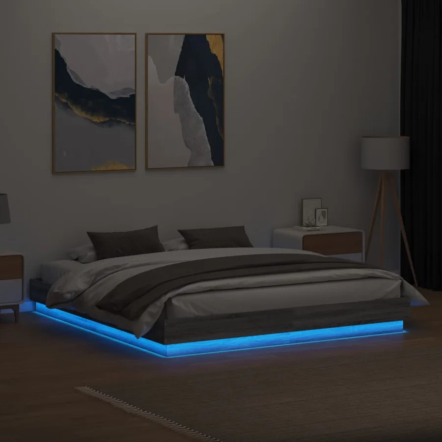 Cadre de lit avec LED sans matelas sonoma gris 180x200 cm - 4