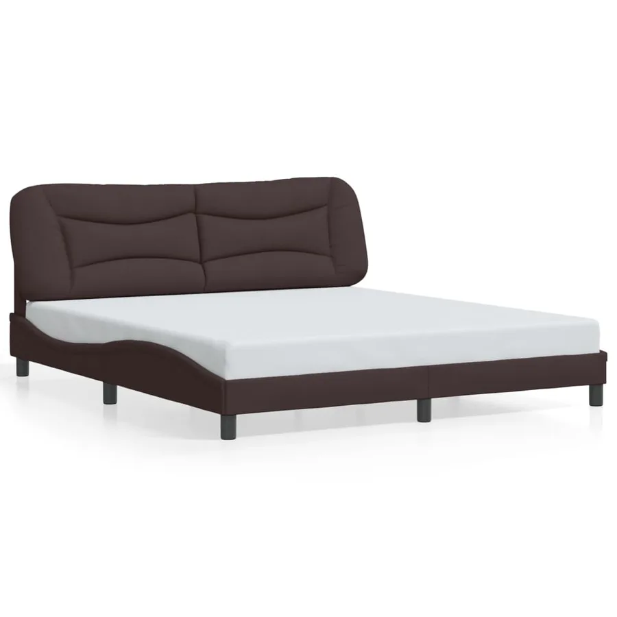 Cadre de lit avec LED sans matelas Hvar marron foncé 180x200cm tissu - 5
