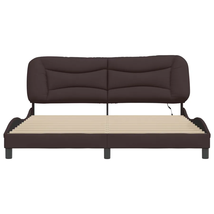 Cadre de lit avec LED sans matelas Hvar marron foncé 180x200cm tissu - 6