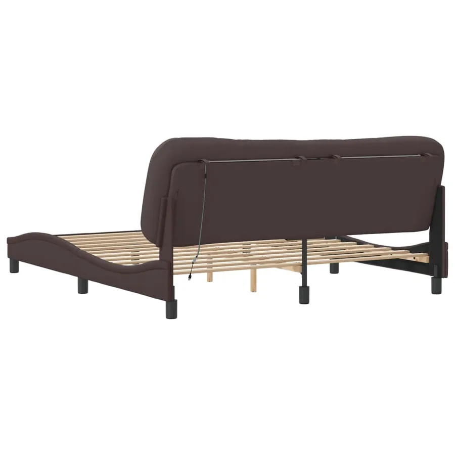 Cadre de lit avec LED sans matelas Hvar marron foncé 180x200cm tissu - 9