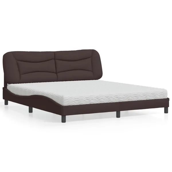 Lit avec matelas Hvar marron foncé 180x200 cm tissu