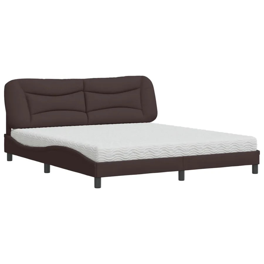 Lit avec matelas Hvar marron foncé 180x200 cm tissu - 2