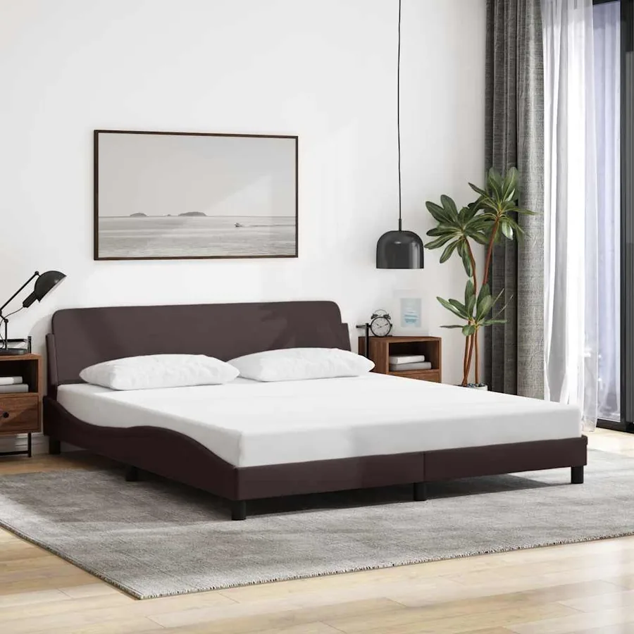 Cadre de lit Dover marron foncé 180x200 cm tissu