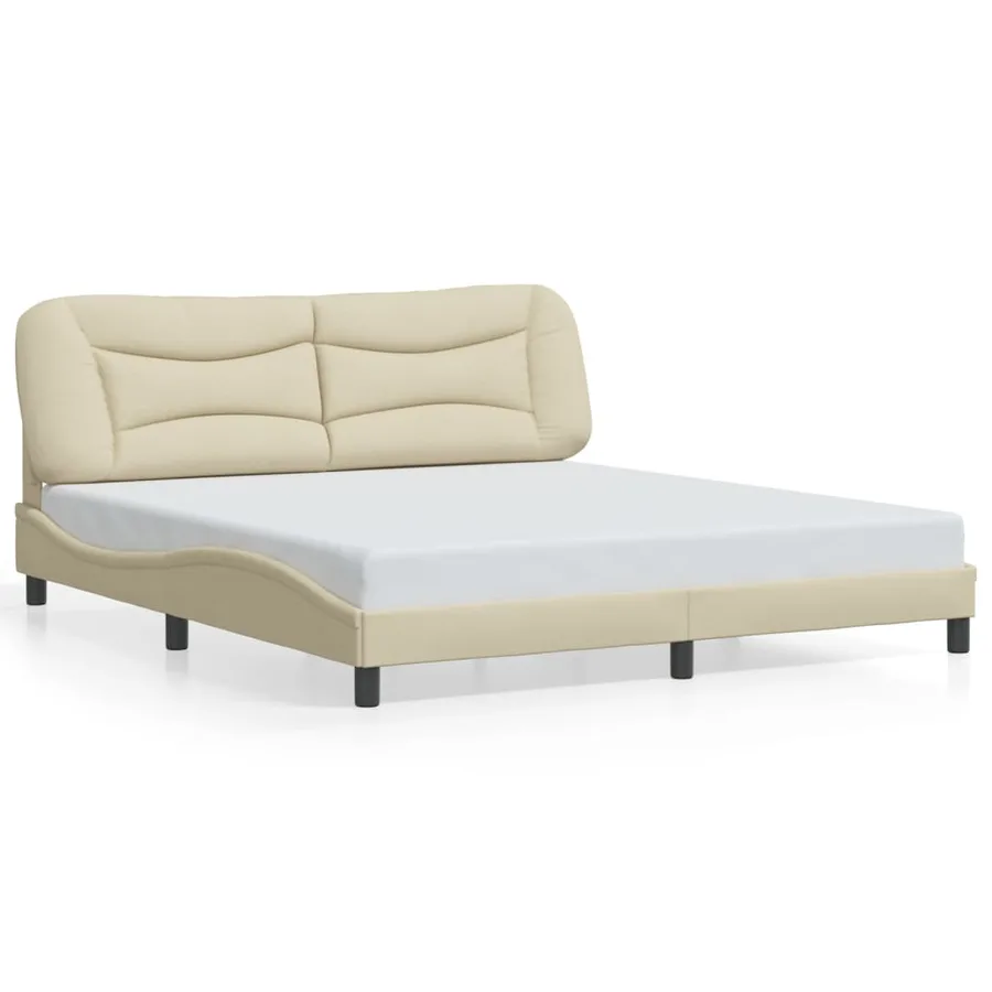 Cadre de lit avec LED sans matelas Hvar crème 180x200 cm tissu - 5