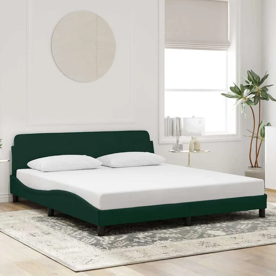 Cadre de lit Dover vert foncé 180x200 cm velours