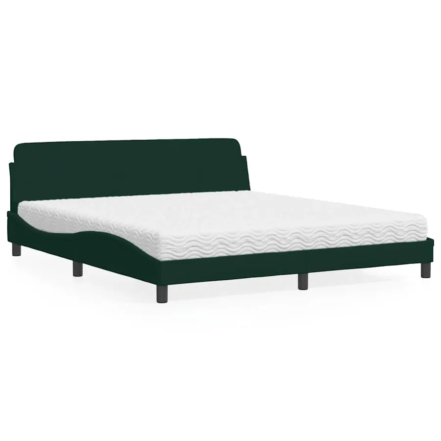 Lit avec matelas Dover vert foncé 180x200 cm velours