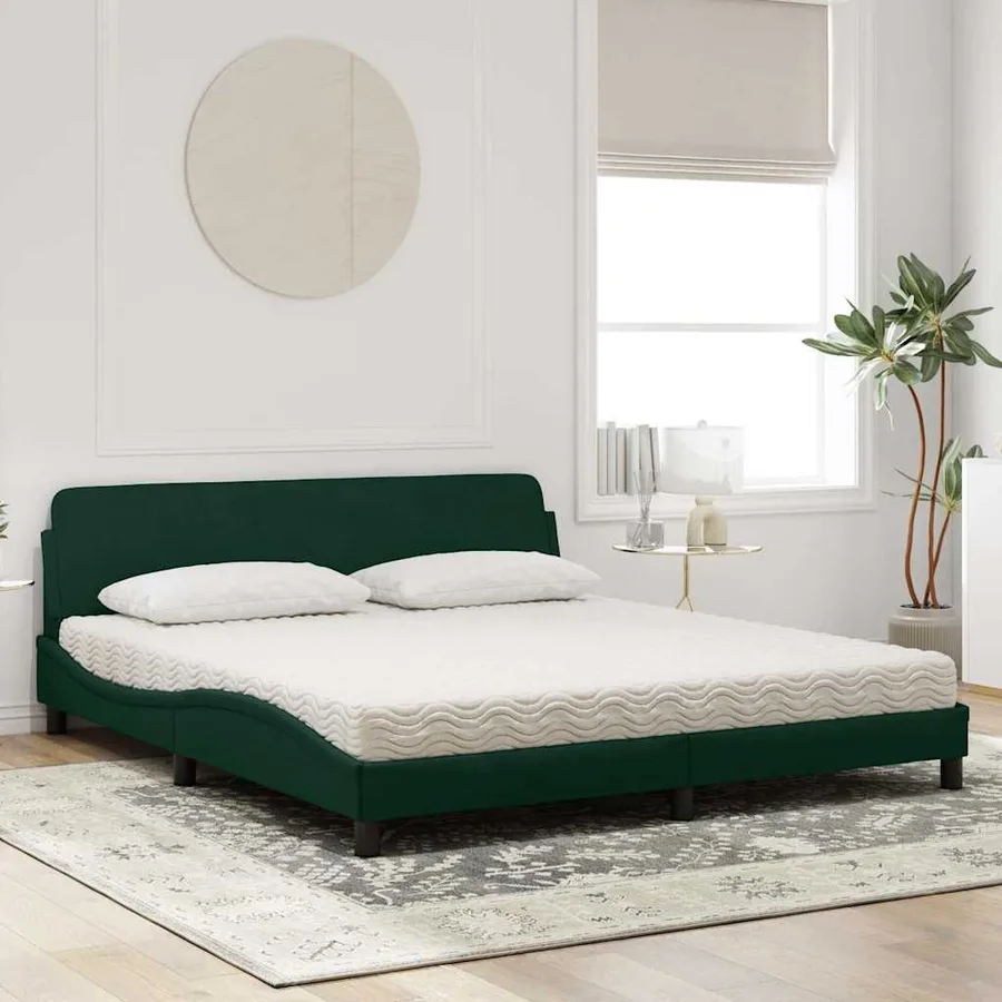 Lit avec matelas Dover vert foncé 180x200 cm velours - 3